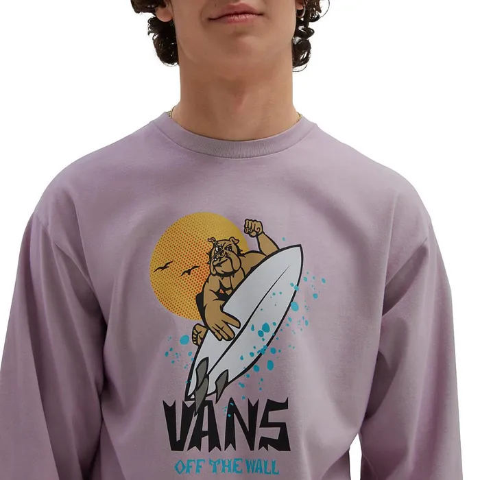 Vans Tshirts and Tanks Men Surf Doggo Long Sleeve TShirt Purple
