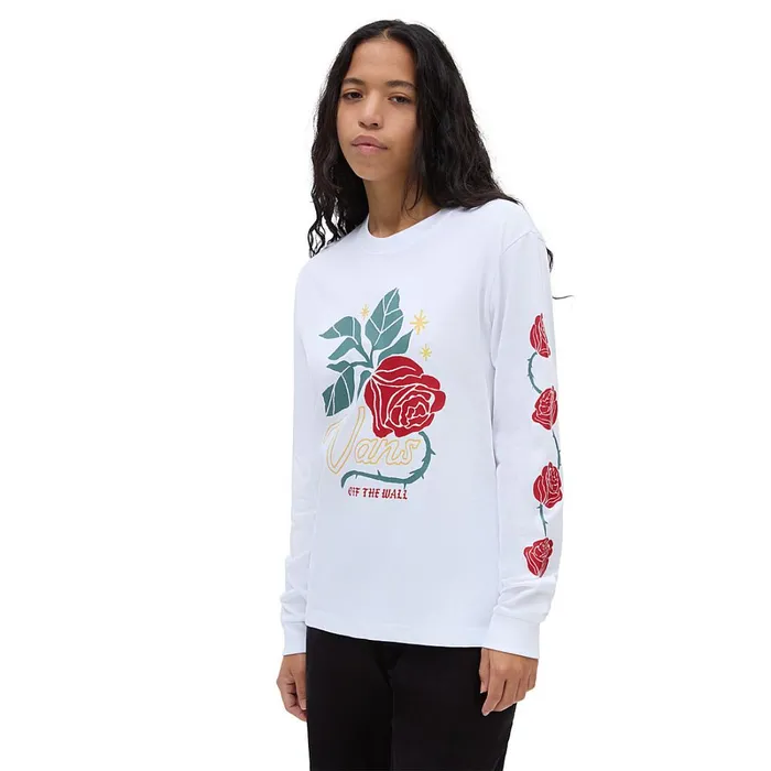 Vans Tshirts and Tops Women Thorned Boyfriend Long Sleeve TShirt White