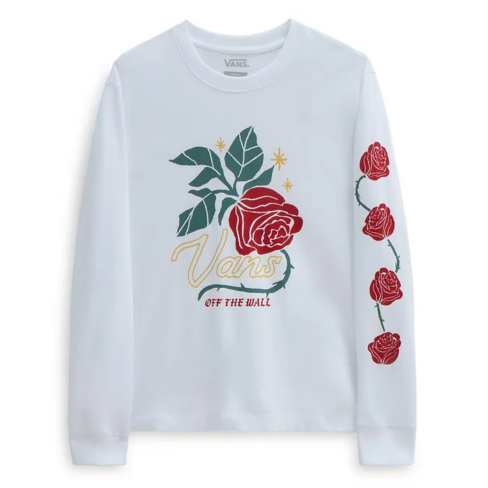 Vans Tshirts and Tops Women Thorned Boyfriend Long Sleeve TShirt White
