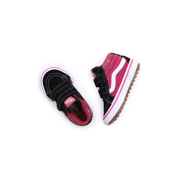 Vans Toddler Shoes 14 Years Kids Toddler Paisley Sk8Mid Reissue MTE1 Hook And Loop Shoes 14 Years Black Pink