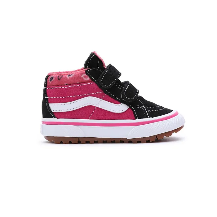 Vans Toddler Shoes 14 Years Kids Toddler Paisley Sk8Mid Reissue MTE1 Hook And Loop Shoes 14 Years Black Pink