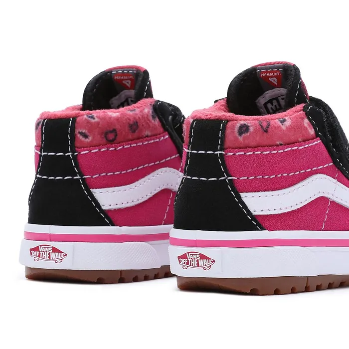 Vans Toddler Shoes 14 Years Kids Toddler Paisley Sk8Mid Reissue MTE1 Hook And Loop Shoes 14 Years Black Pink
