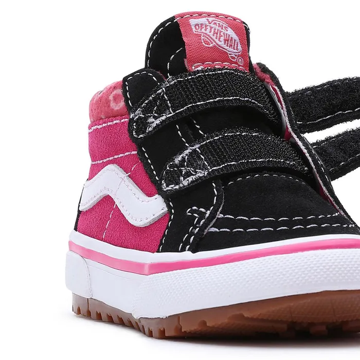 Vans Toddler Shoes 14 Years Kids Toddler Paisley Sk8Mid Reissue MTE1 Hook And Loop Shoes 14 Years Black Pink