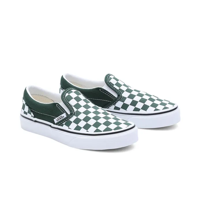 Vans View All Kids Checkerboard Classic SlipOn Shoes 48 Years Green