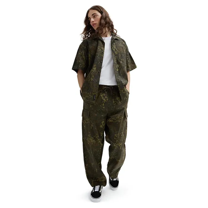 Vans View All Men Range Cargo Baggy Tapered Elastic Trousers Green