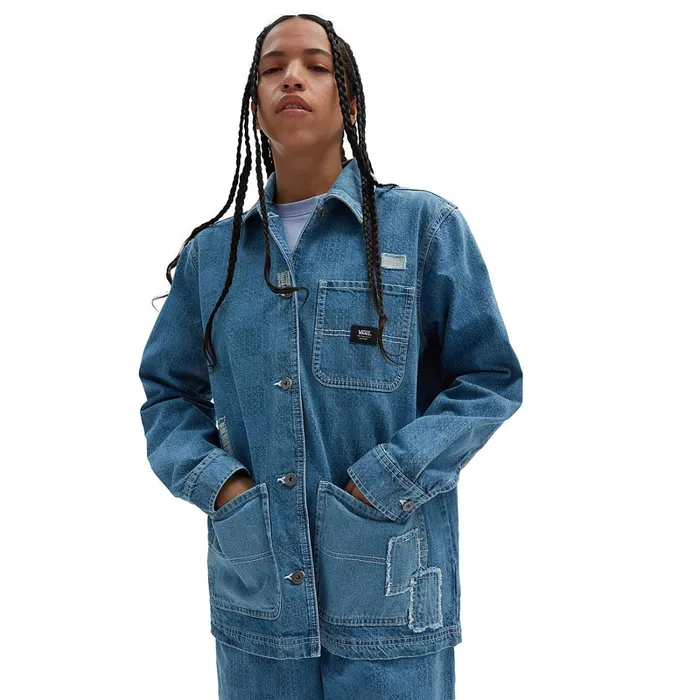 Vans View All Women Mended Check Denim Printed Jacket Blue