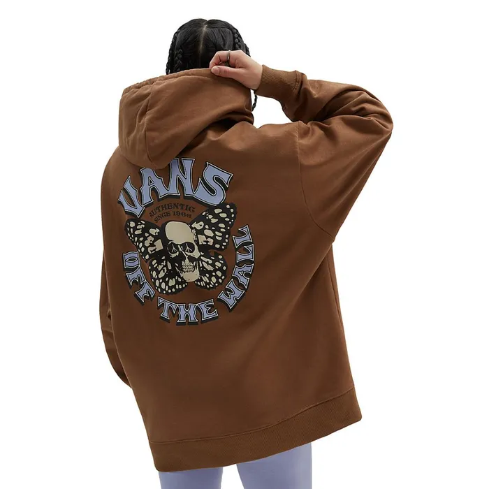 Vans View All Women Skullfly Oversized Pullover Hoodie Brown