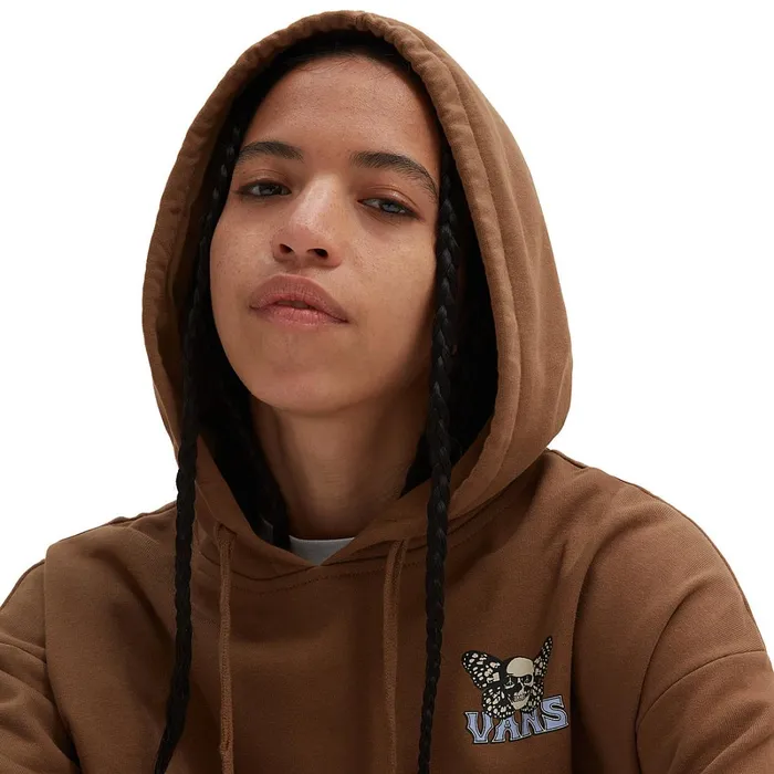 Vans View All Women Skullfly Oversized Pullover Hoodie Brown
