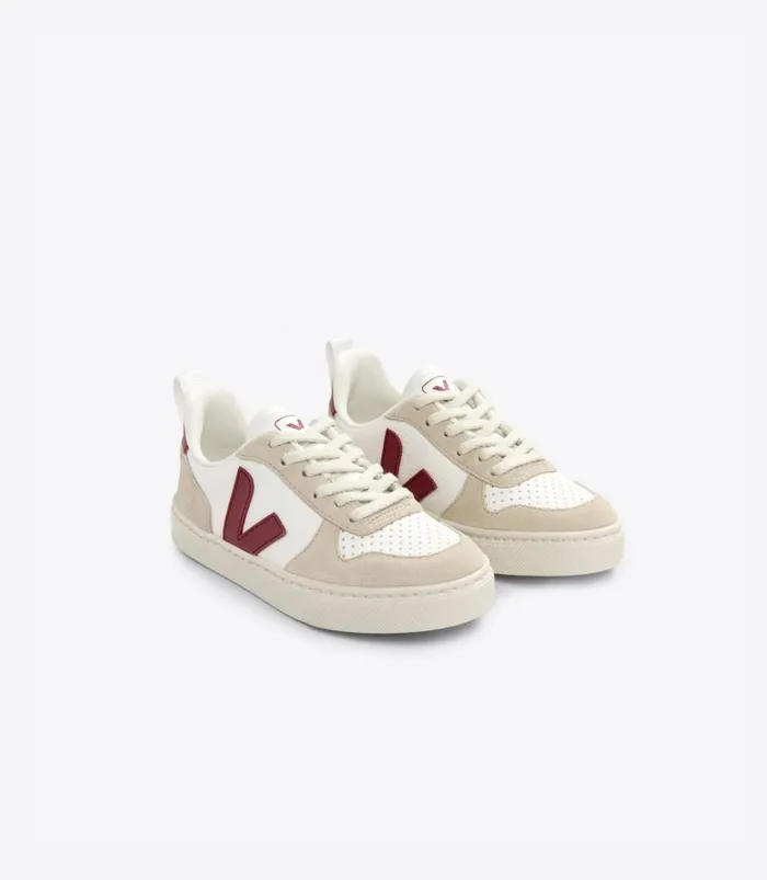 VEJA V10 Kids V10 LACES CHROMEFREE LEATHER WHITE MARSALA ALMOND