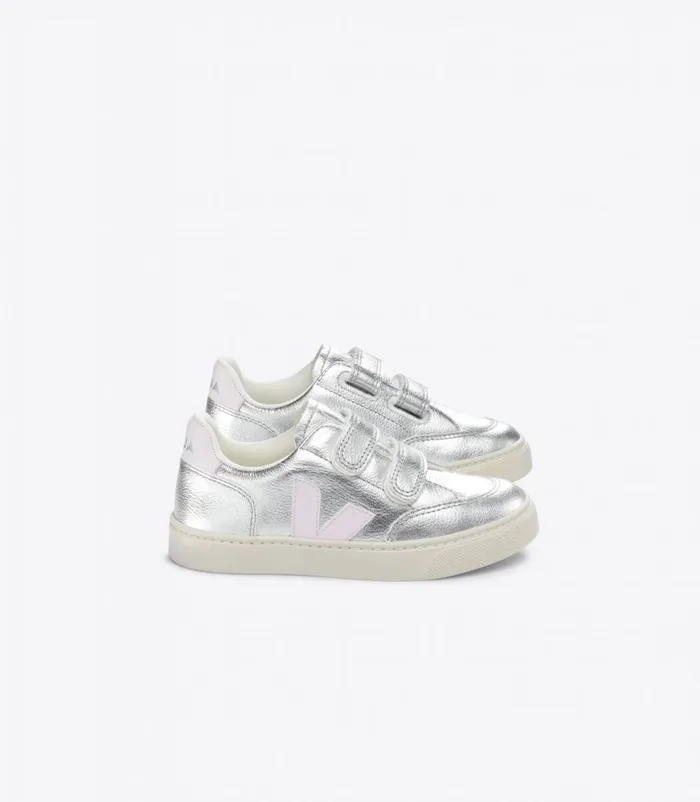 VEJA V12 Kids V12 CHROMEFREE LEATHER SILVER LASSI