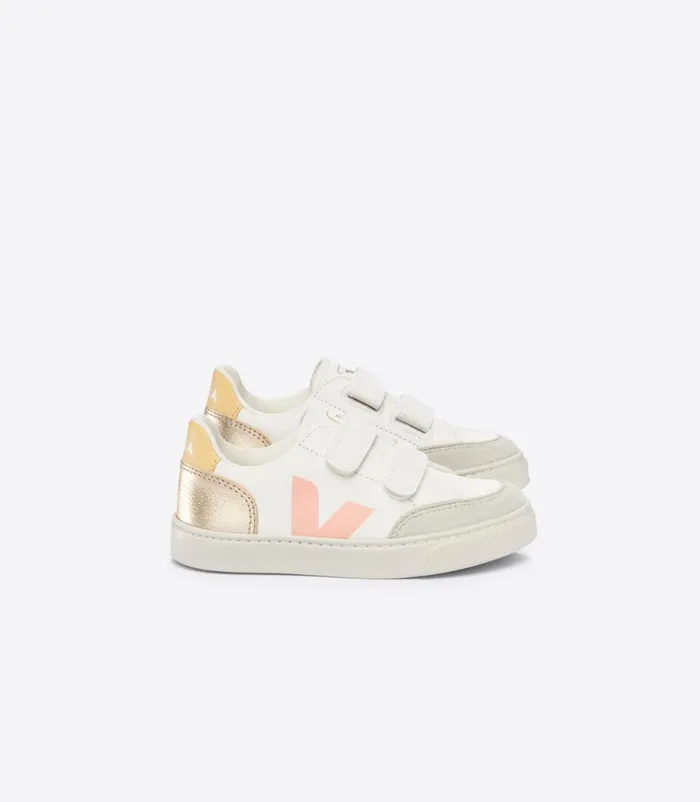 VEJA V12 Kids V12 CHROMEFREE LEATHER WHITE MULTICO PLATINE