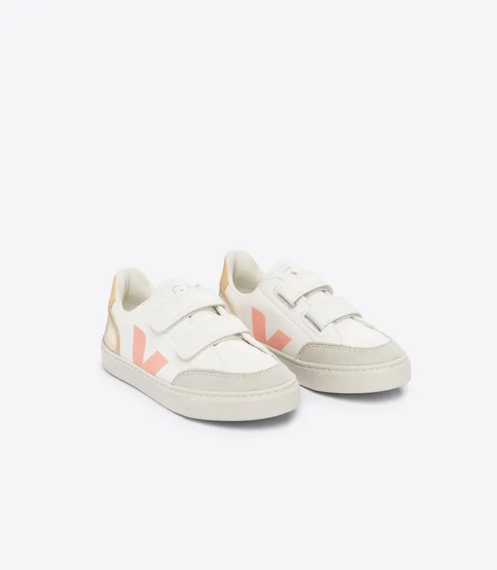 VEJA V12 Kids V12 CHROMEFREE LEATHER WHITE MULTICO PLATINE