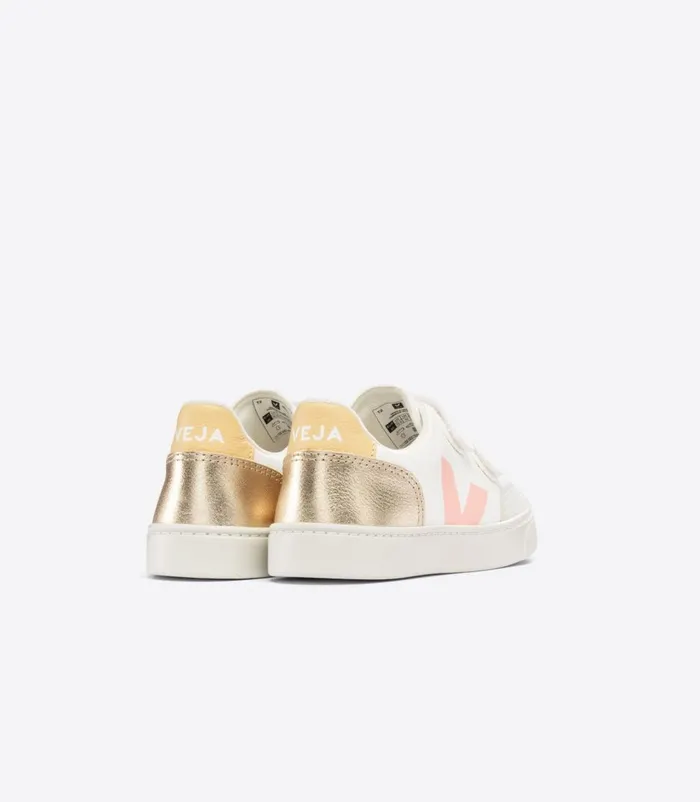 VEJA V12 Kids V12 CHROMEFREE LEATHER WHITE MULTICO PLATINE