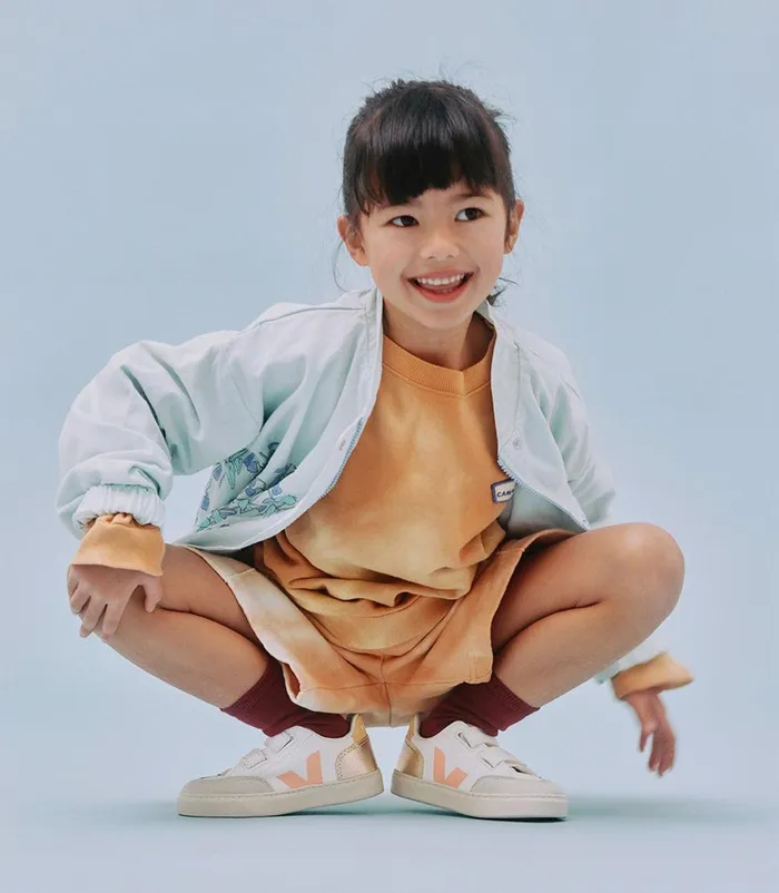 VEJA V12 Kids V12 CHROMEFREE LEATHER WHITE MULTICO PLATINE