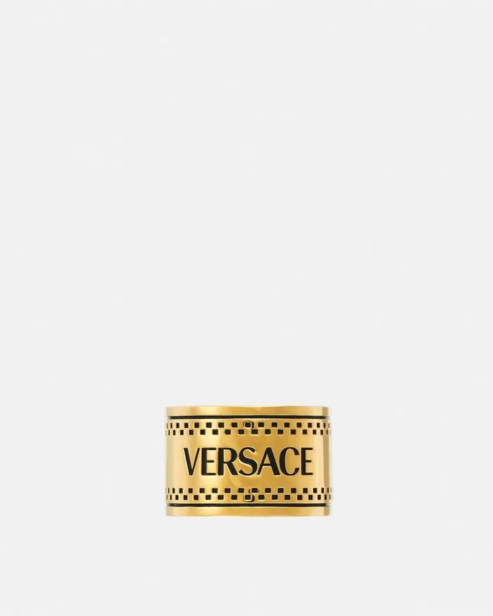 Versace 90s Vintage Logo Ring Blackgold MenWomen Rings