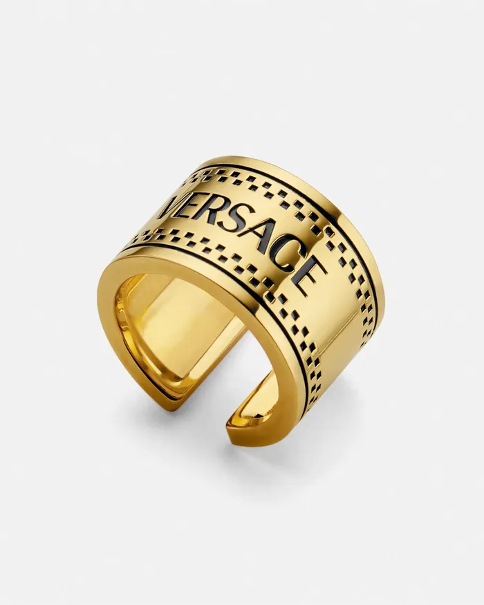 Versace 90s Vintage Logo Ring Blackgold MenWomen Rings