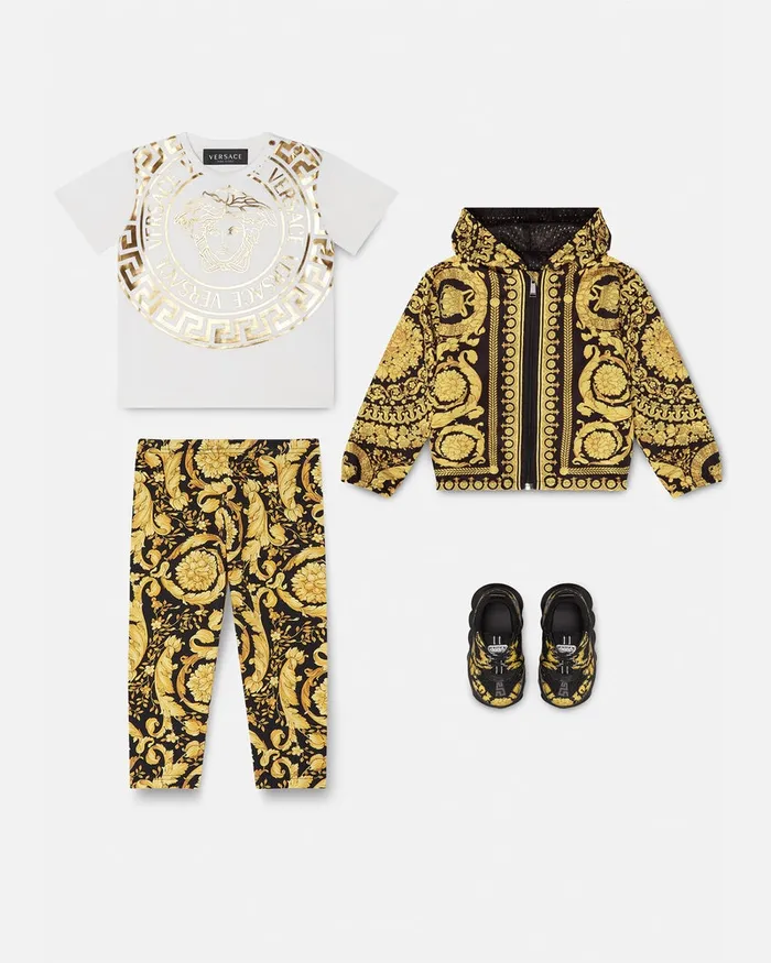 Versace Barocco Baby Leggings Blackprint Kids Pants and Skirts