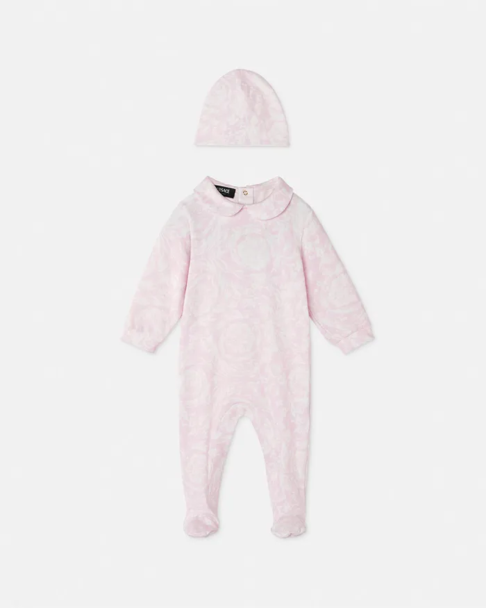 Versace Barocco Baby Sleepsuit Set Light Pink Kids Clothing