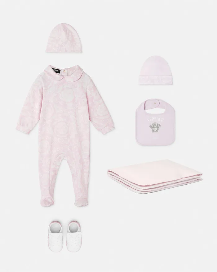 Versace Barocco Baby Sleepsuit Set Light Pink Kids Clothing
