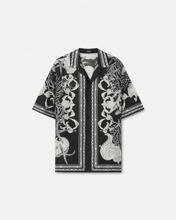 Versace Barocco Sea Silk Shirt Blackprint Men Shirts