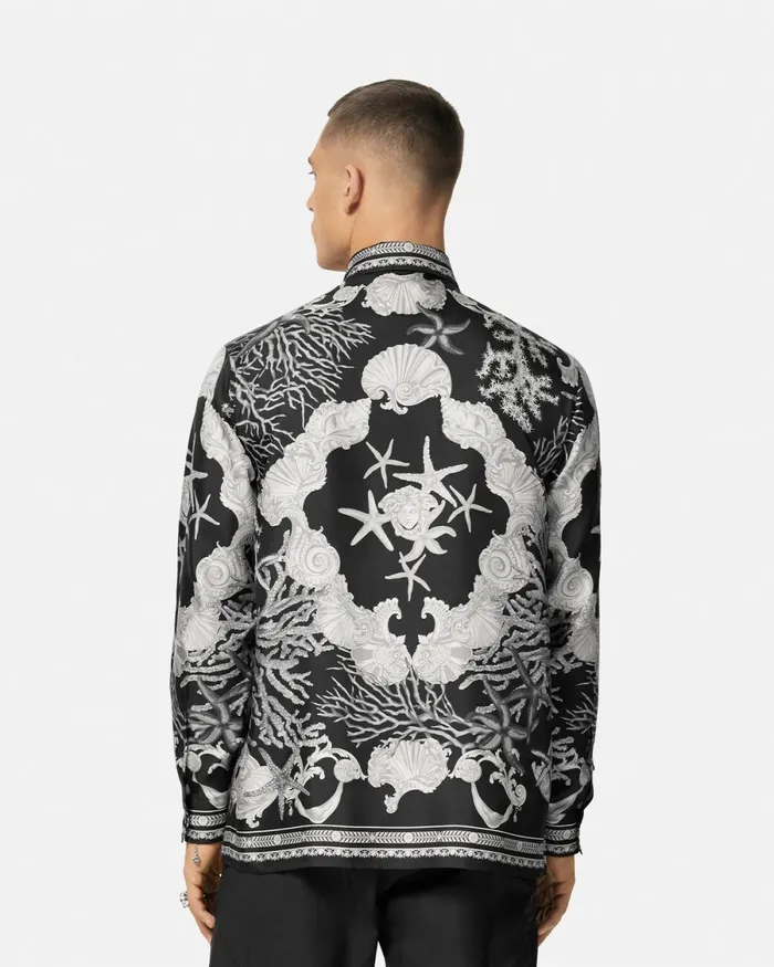 Versace Barocco Sea Silk Shirt Blackprint Men Shirts