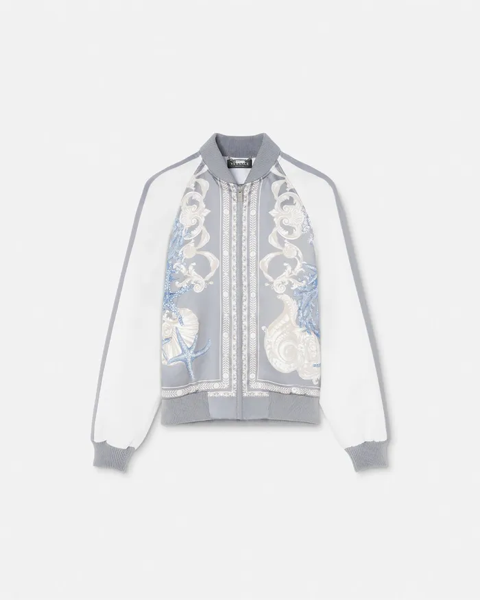Versace Barocco Sea Varsity Jacket Blueprint Women Outerwear and Coats