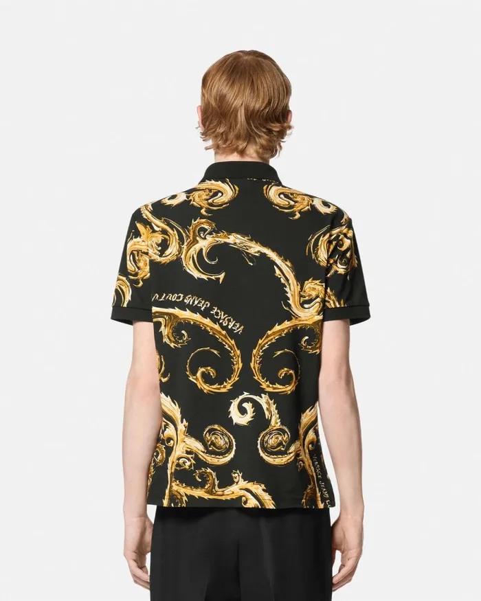 Versace Chromo Couture SlimFit Polo Shirt Blackgold Men Jeans Couture