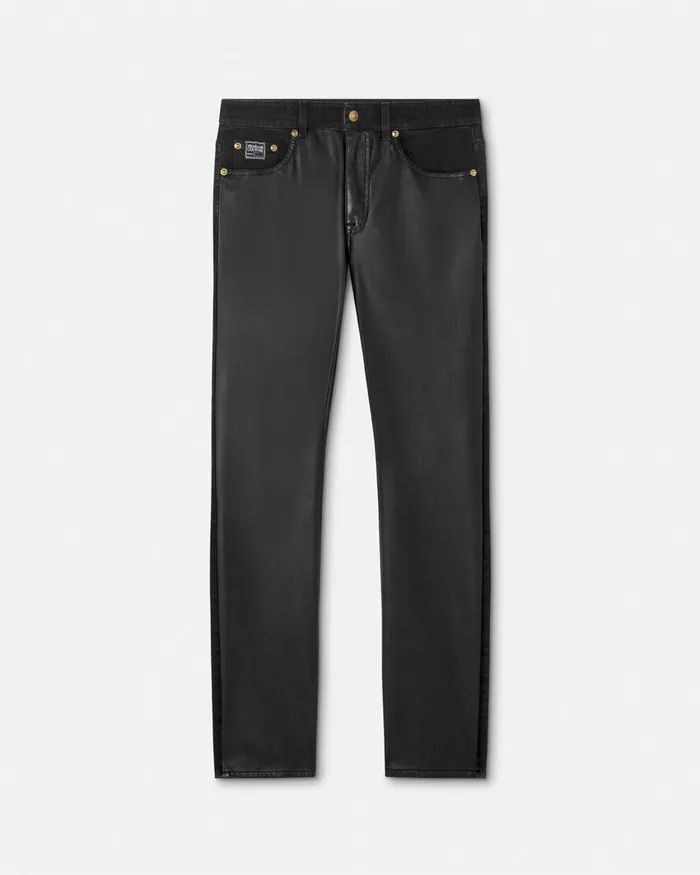 Versace Coated SlimFit Jeans Black Men Jeans Couture