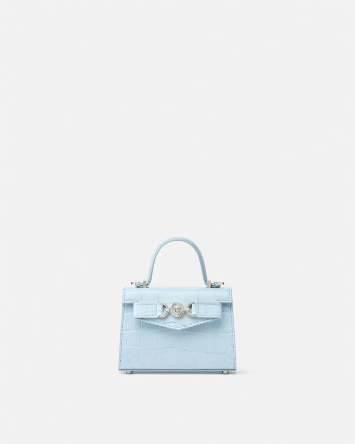 Versace CrocEffect Medusa 03995 Mini Bag Light Blue Women Top Handle