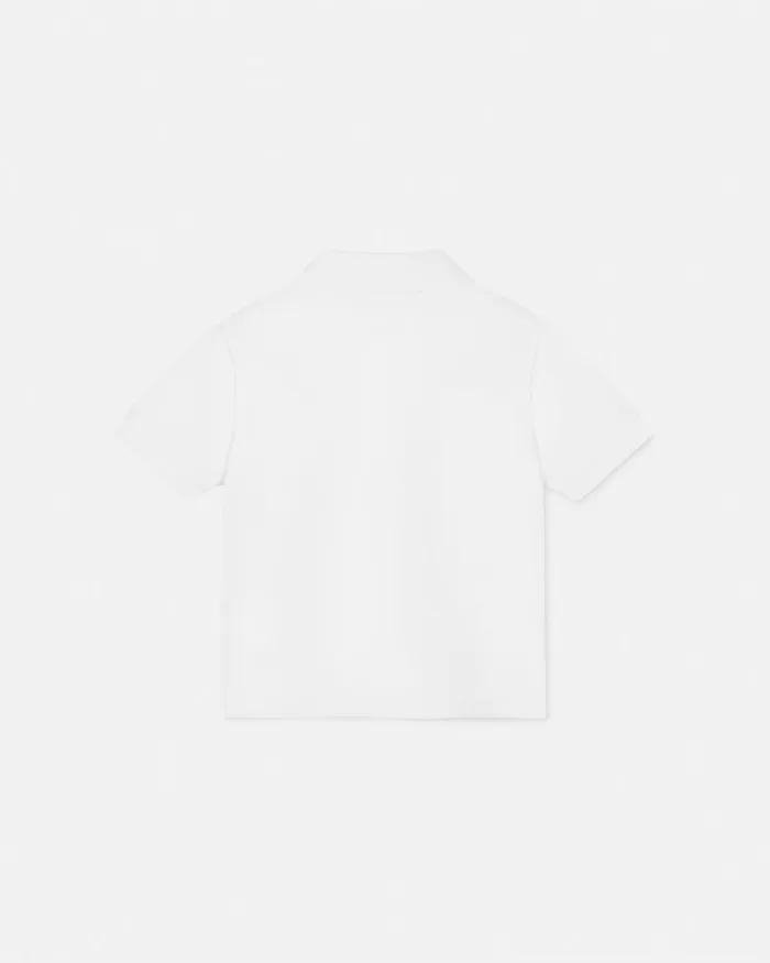 Versace Embroidered Medusa Baby Polo Shirt Whiteprint Kids Shirts and Tshirts