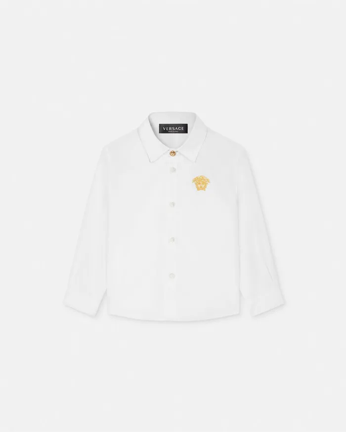 Versace Embroidered Medusa Baby Shirt Whiteprint Kids Shirts and Tshirts