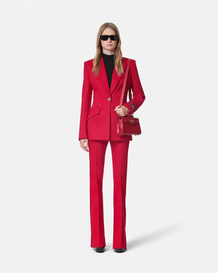 Versace Grain De Poudre Dv Blazer Red Women Blazer and Jackets