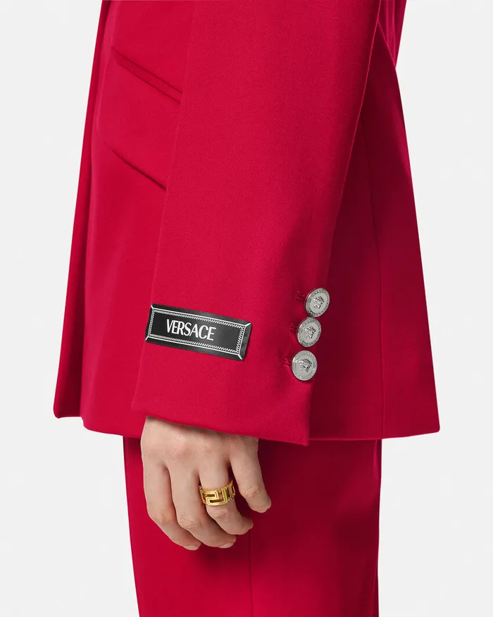 Versace Grain De Poudre Dv Blazer Red Women Blazer and Jackets