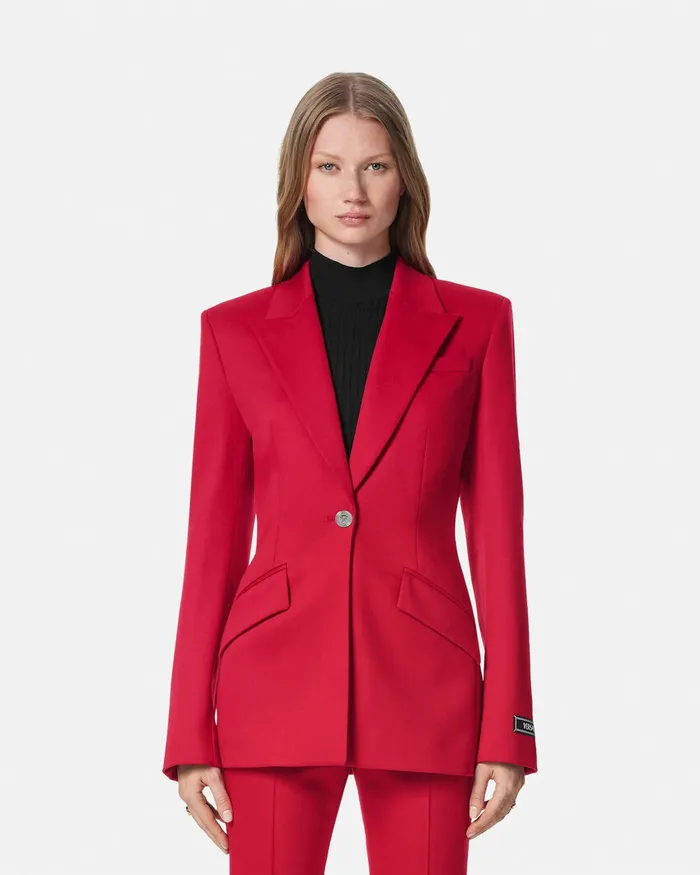 Versace Grain De Poudre Dv Blazer Red Women Blazer and Jackets