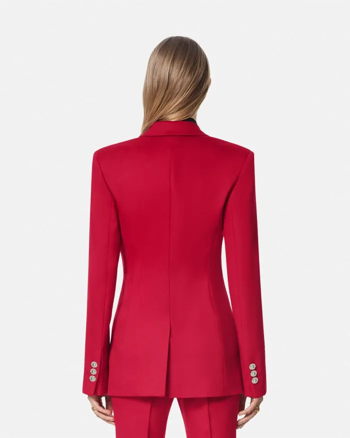 Versace Grain De Poudre Dv Blazer Red Women Blazer and Jackets