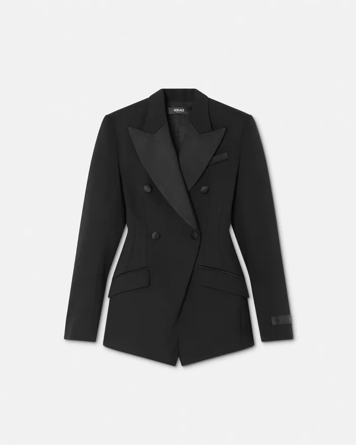 Versace Grain De Poudre Hourglass Tuxedo Playsuit Black Women Dresses
