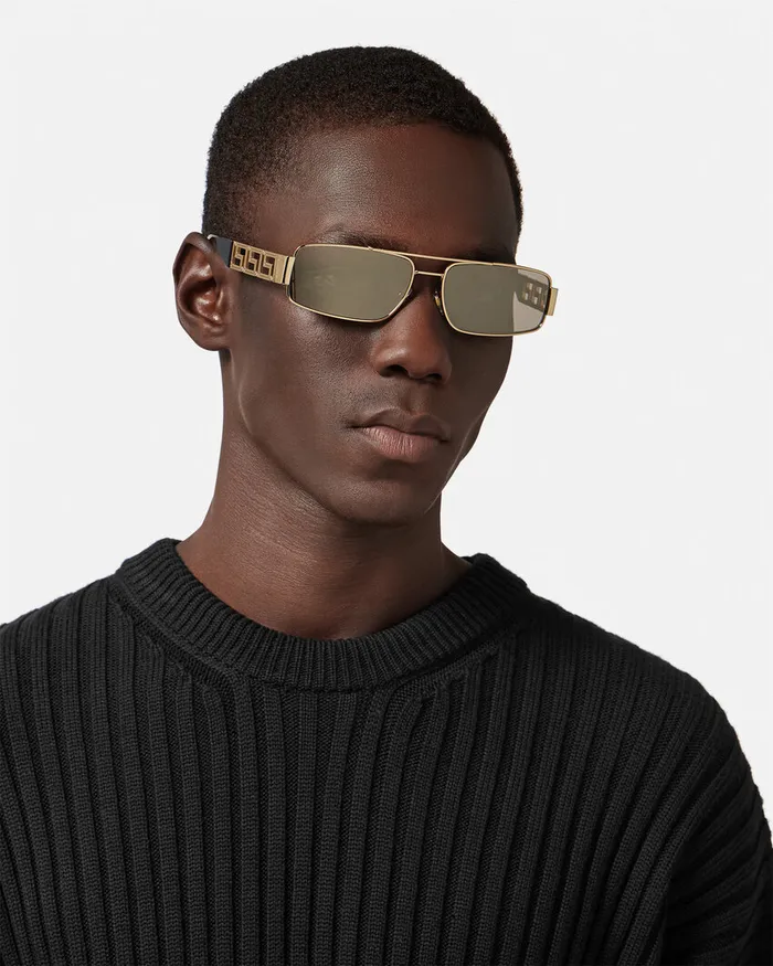Versace Greca Sunglasses Gold Men Sunglasses