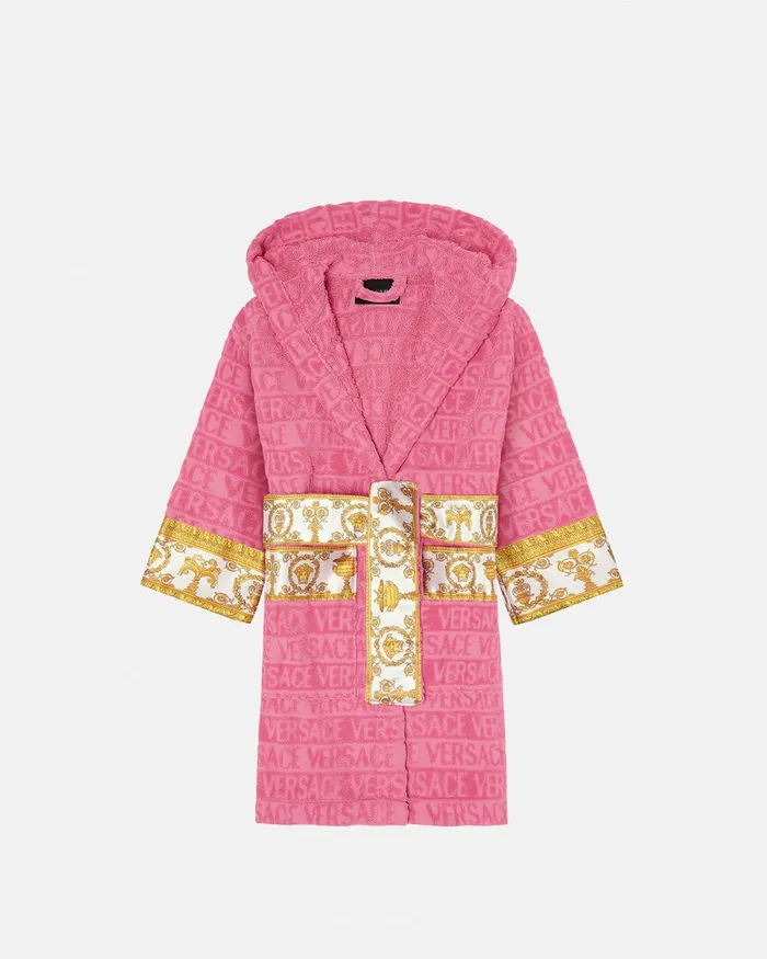 Versace I Baroque Bathrobe Pink Kids Underwear and Beachwear
