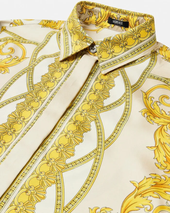 Versace La Coupe Des Dieux Silk Shirt Goldprint Women Shirts and Tops