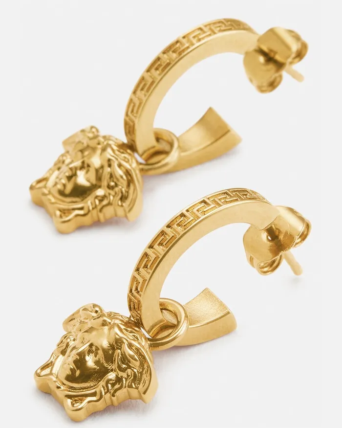Versace La Medusa Greca Hoop Earrings Gold WomenMen Earrings