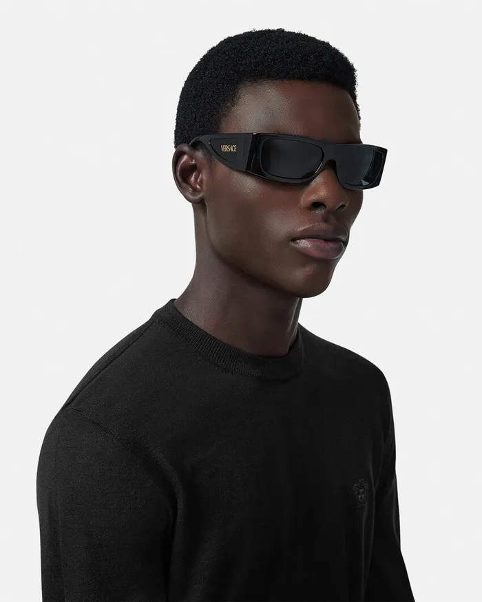 Versace Lens Logo Sunglasses Black Men Sunglasses
