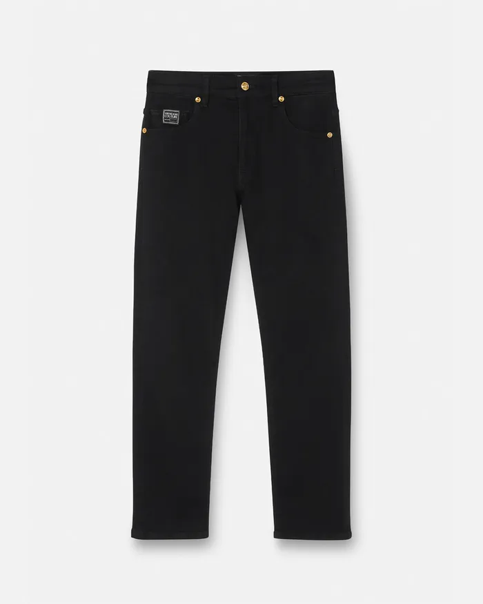 Versace Logo Embroidered Jeans Black Women Jeans Couture