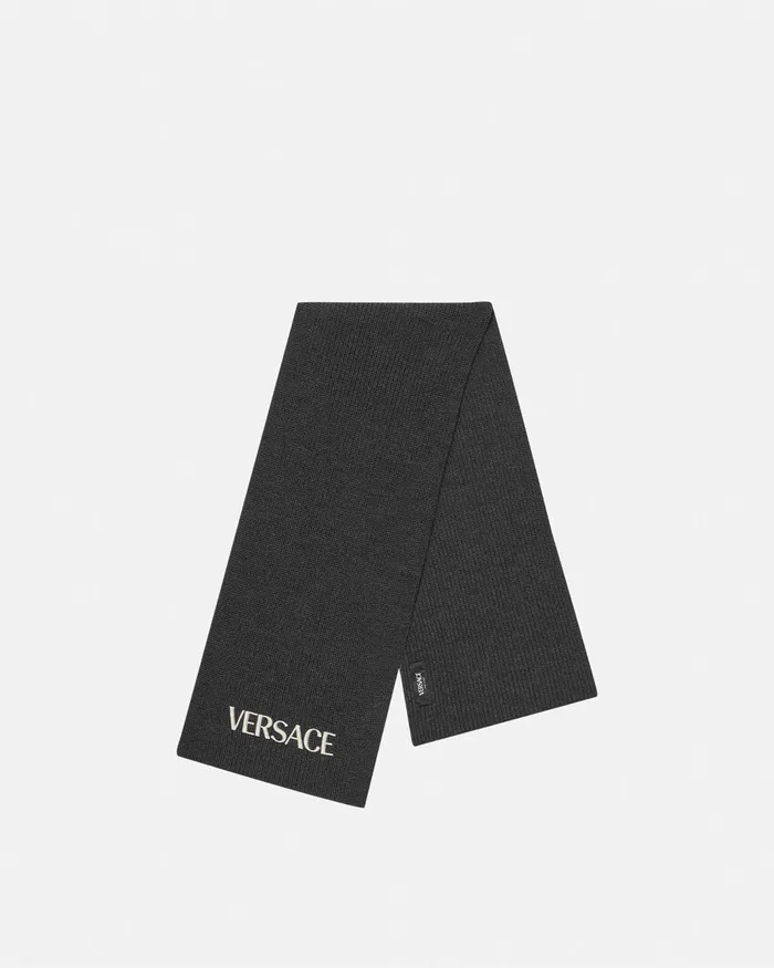 Versace Logo Knit Scarf Gray Kids Bags and Accessories