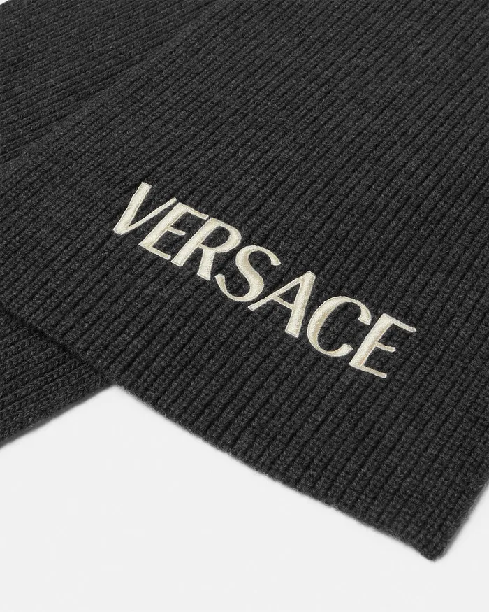 Versace Logo Knit Scarf Gray Kids Bags and Accessories