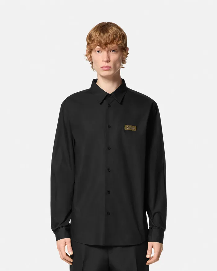 Versace Logo RegularFit Shirt Blackprint Men Jeans Couture