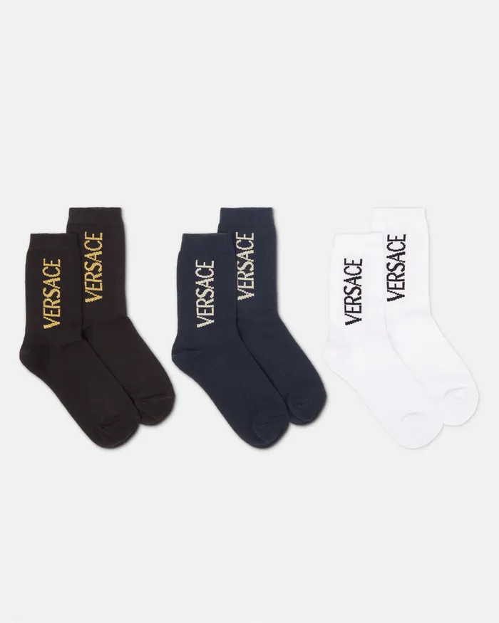 Versace Logo Socks 3Pack Multicolor Kids Bags and Accessories