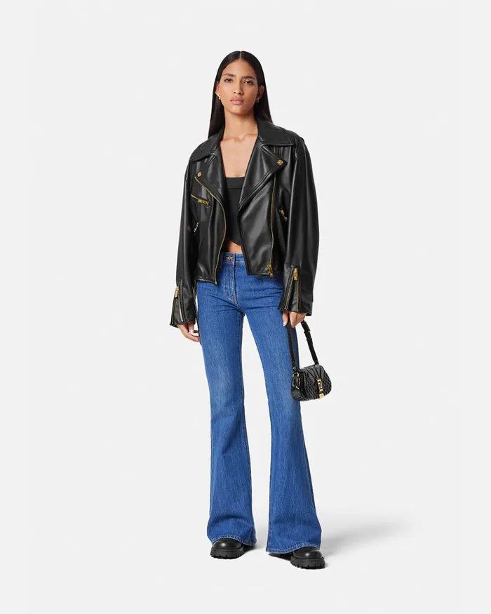 Versace Medusa 03995 Satin Corset Top Black Women Shirts and Tops