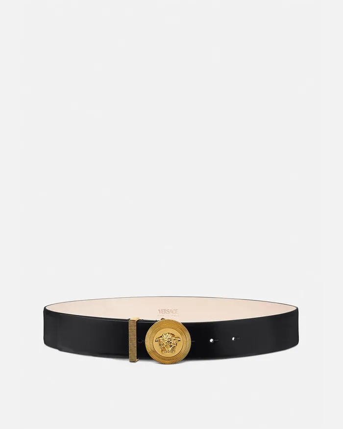 Versace Medusa Biggie Leather Belt 4 Cm Blackgold Women Belts
