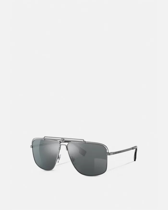 Versace Medusa Focus Sunglasses Blacksilver Men Sunglasses