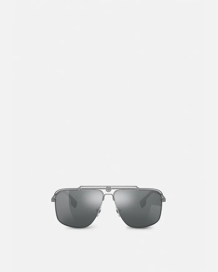 Versace Medusa Focus Sunglasses Blacksilver Men Sunglasses